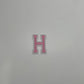 Pink/White "H" Iron-On Patch