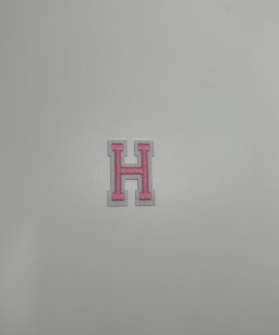 Pink/White "H" Iron-On Patch