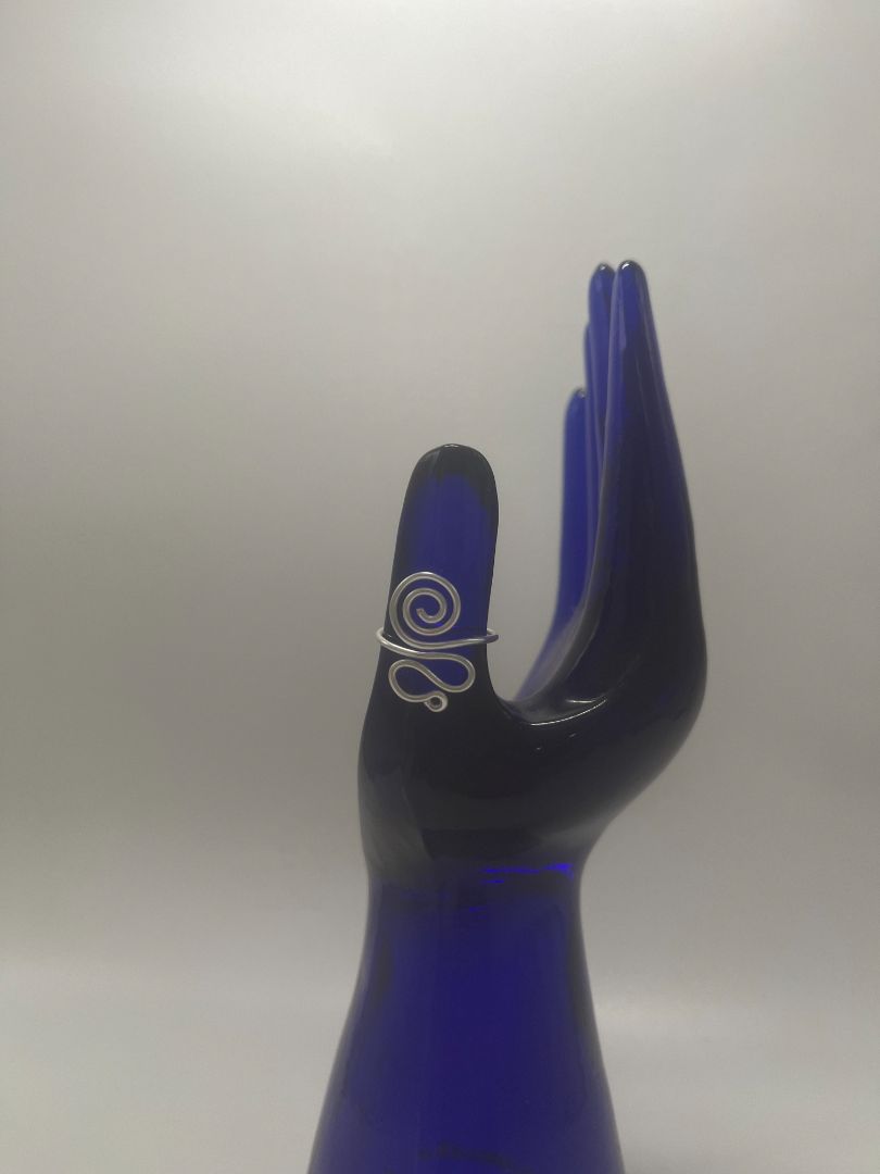 Spiral + Abstract Wavy Wire Ring Size 7.5 | Silver