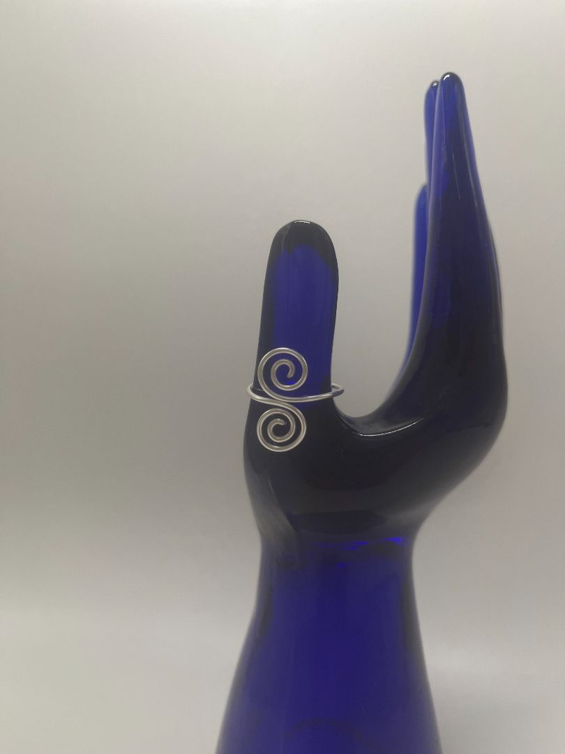 Double Spiral Adjustable Size 8 Ring | Silver