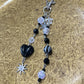 Sun & Star Beaded Bag Charm/Keychain | Black & Clear | Handcrafted by Recycled Threads