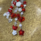 Red Butterfly Beaded Bag Charm/Keychain | Red, Clear, & White | Handcrafted by Recycled Threads