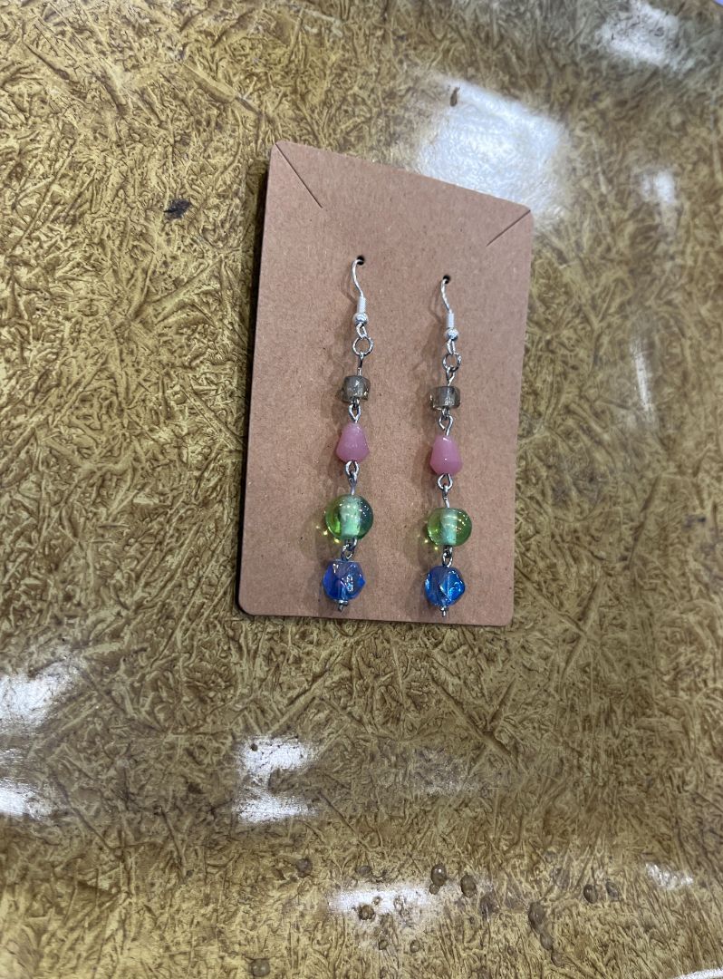 Multicolor Garden-Inspired Beaded Earrings | Sterling Silver | Handmade by Recycled Threads