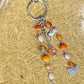 Peaches & Cream Beaded Bag Charm/Keychain | Orange & Cream | Handcrafted by Recycled Threads