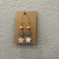 Star + Checkered Pink/Black Gold Wire Earrings | Handmade