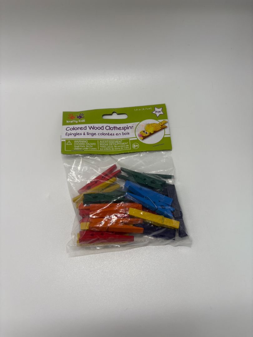Krafty Kids Multicolor Wood Clothespins (24PC)