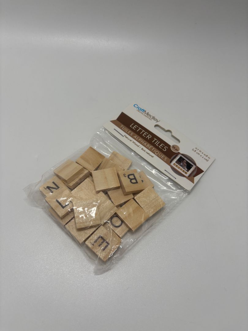 Craft Medley Natural Wood Letter Tiles (26PC)