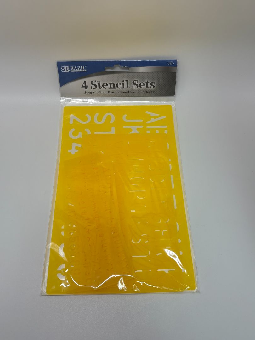 Bazic Yellow 4 PC Stencils Set