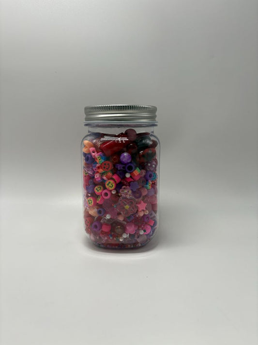 Craft Pink Red Purple Bead Soup Mix | Glass Acrylic Clay Beads