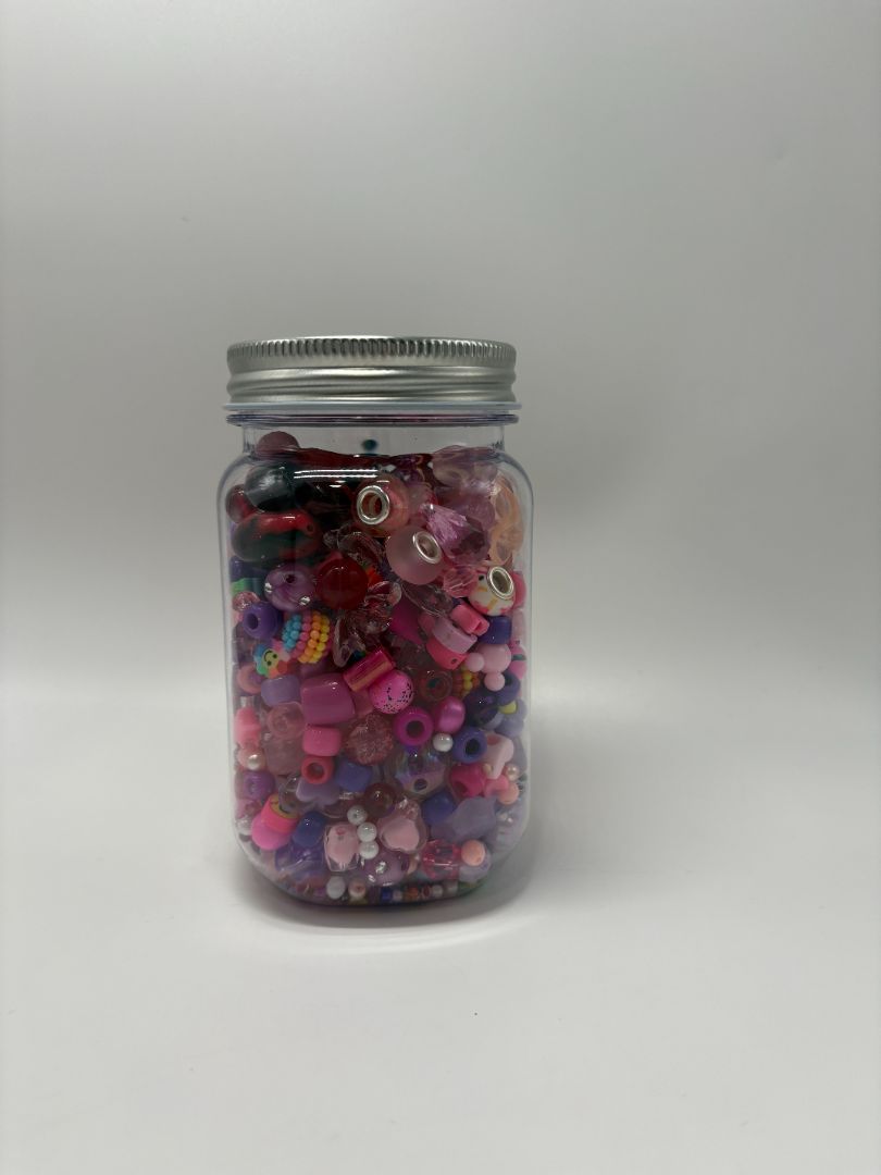 Craft Pink Red Purple Bead Soup Mix | Glass Acrylic Clay Beads
