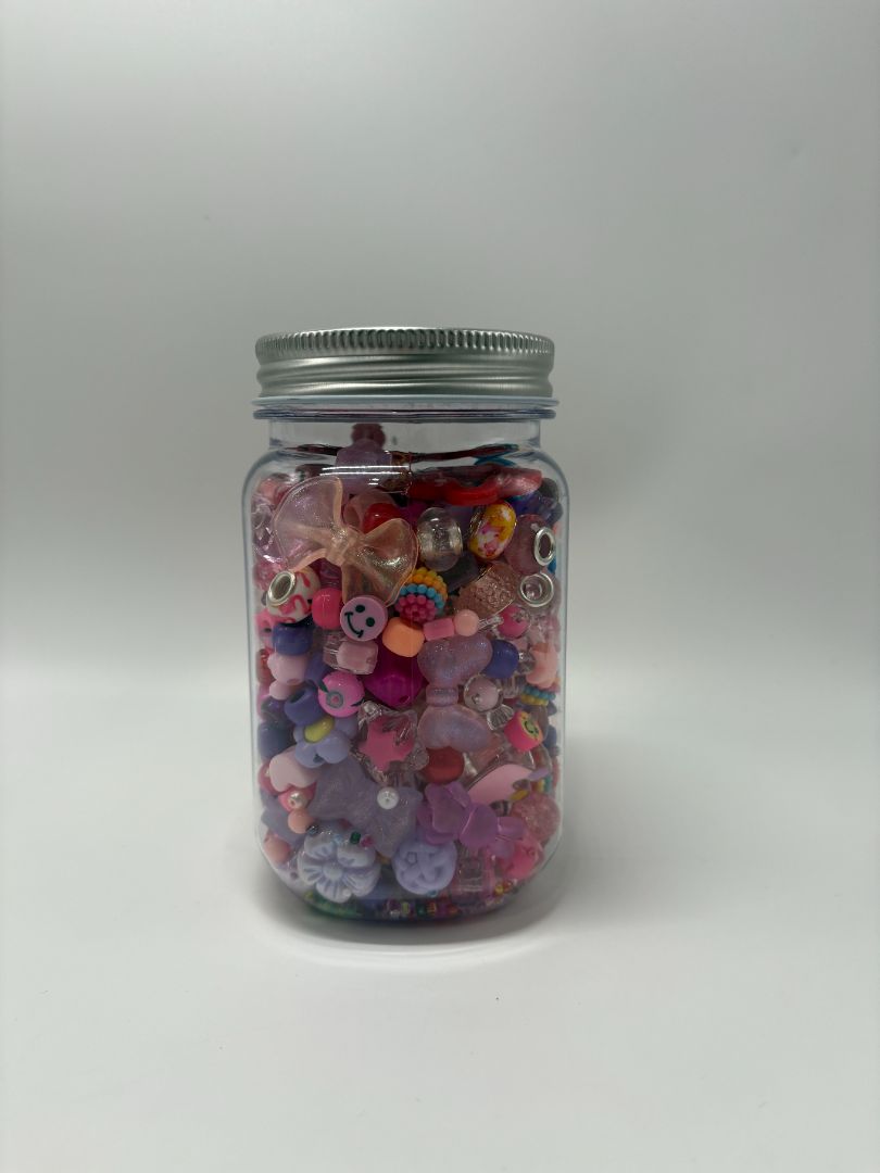 Craft Pink Red Purple Bead Soup Mix | Glass Acrylic Clay Beads