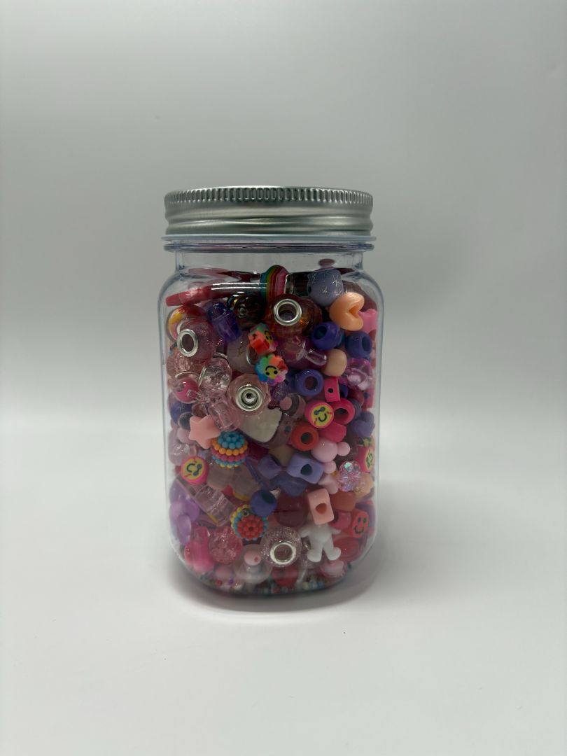 Craft Pink Red Purple Bead Soup Mix | Glass Acrylic Clay Beads