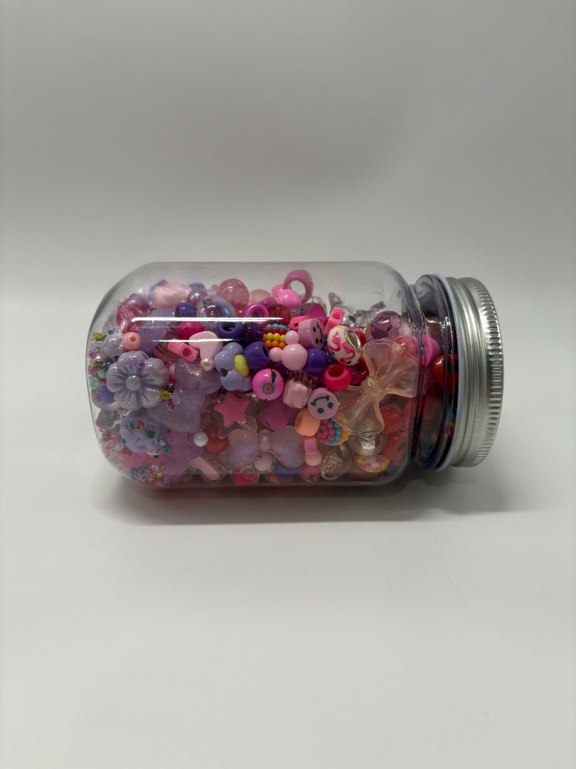 Craft Pink Red Purple Bead Soup Mix | Glass Acrylic Clay Beads