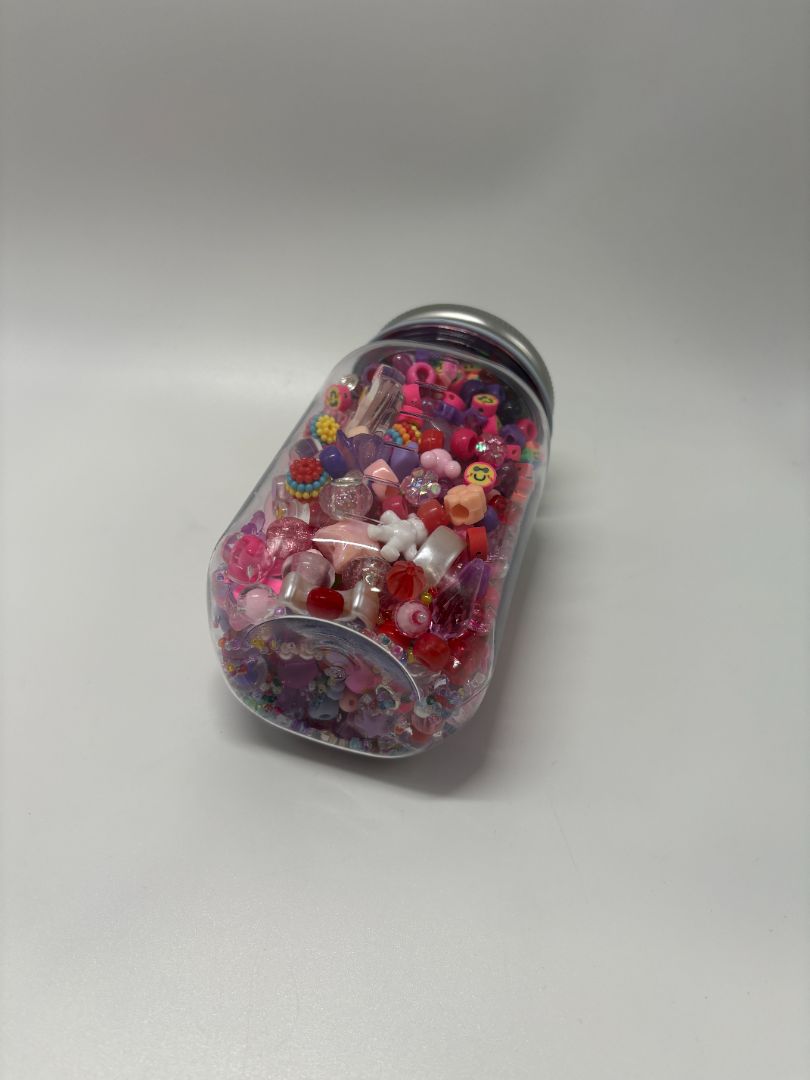 Craft Pink Red Purple Bead Soup Mix | Glass Acrylic Clay Beads