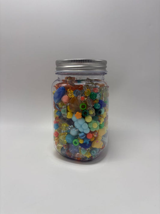 Cool Tone Mixed Bead Soup Jar (Glass, Acrylic & Clay)
