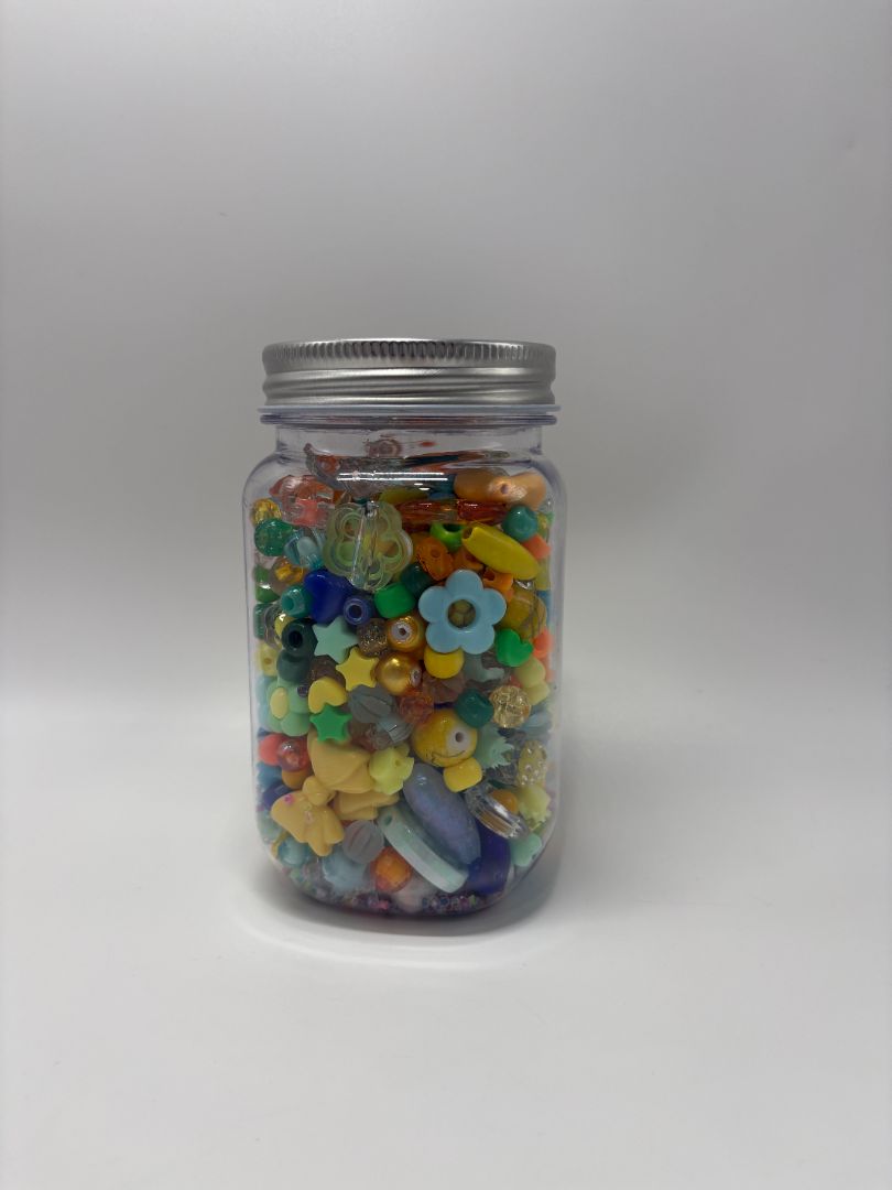 Cool Tone Mixed Bead Soup Jar (Glass, Acrylic & Clay)