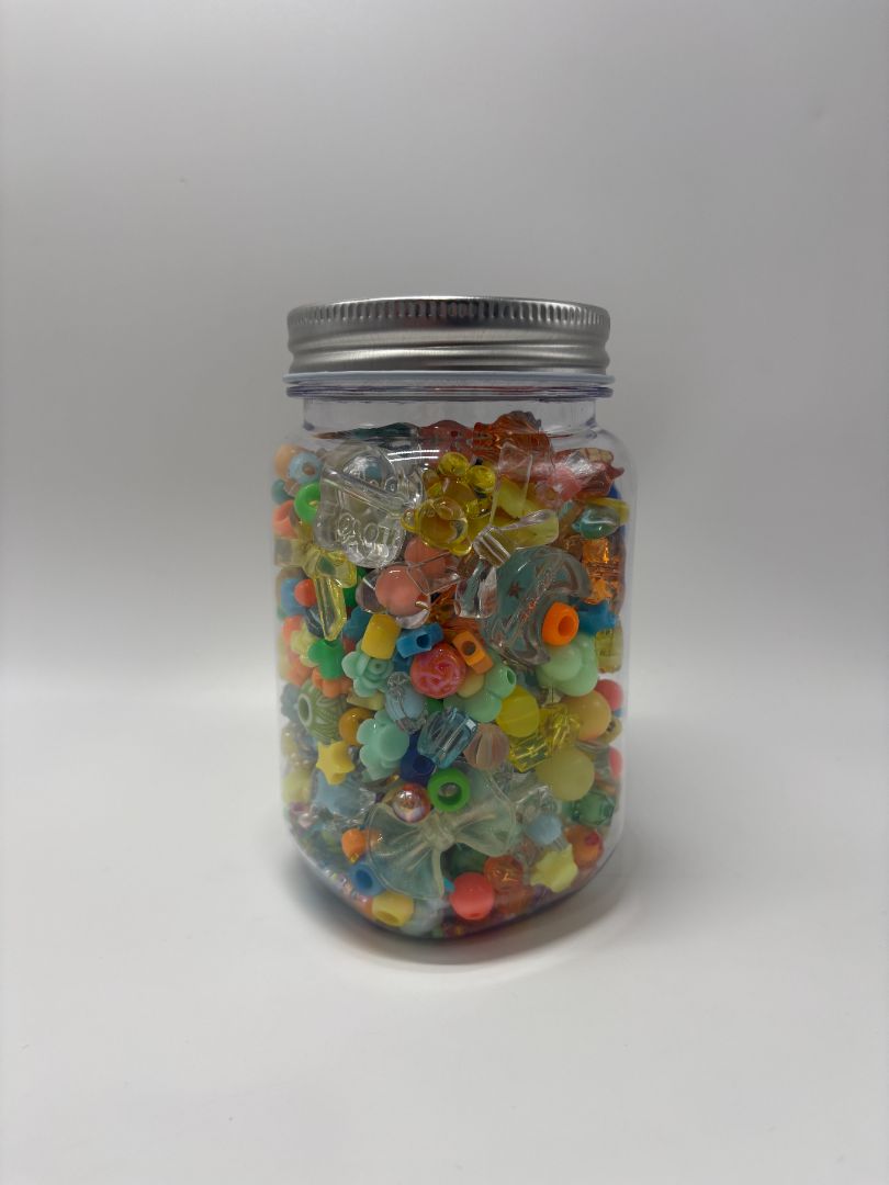 Cool Tone Mixed Bead Soup Jar (Glass, Acrylic & Clay)