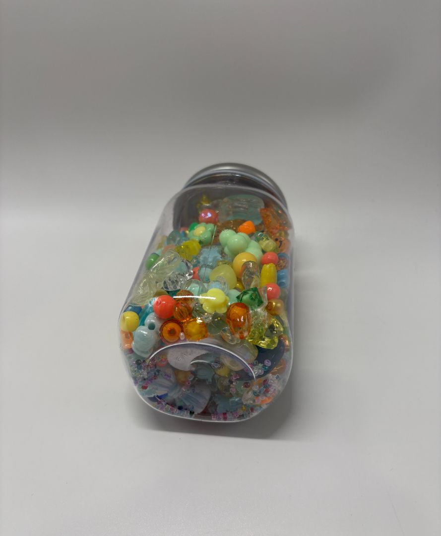 Cool Tone Mixed Bead Soup Jar (Glass, Acrylic & Clay)