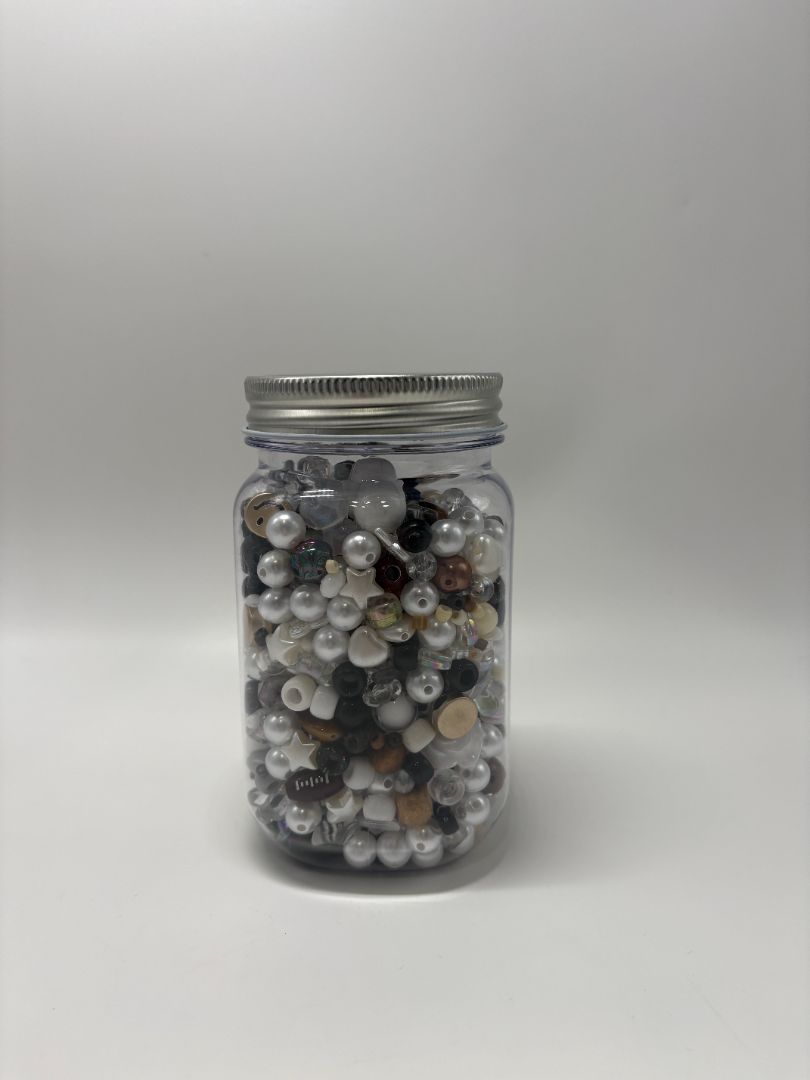 Neutral Mixed Bead Soup Jar (Glass, Acrylic & Clay)