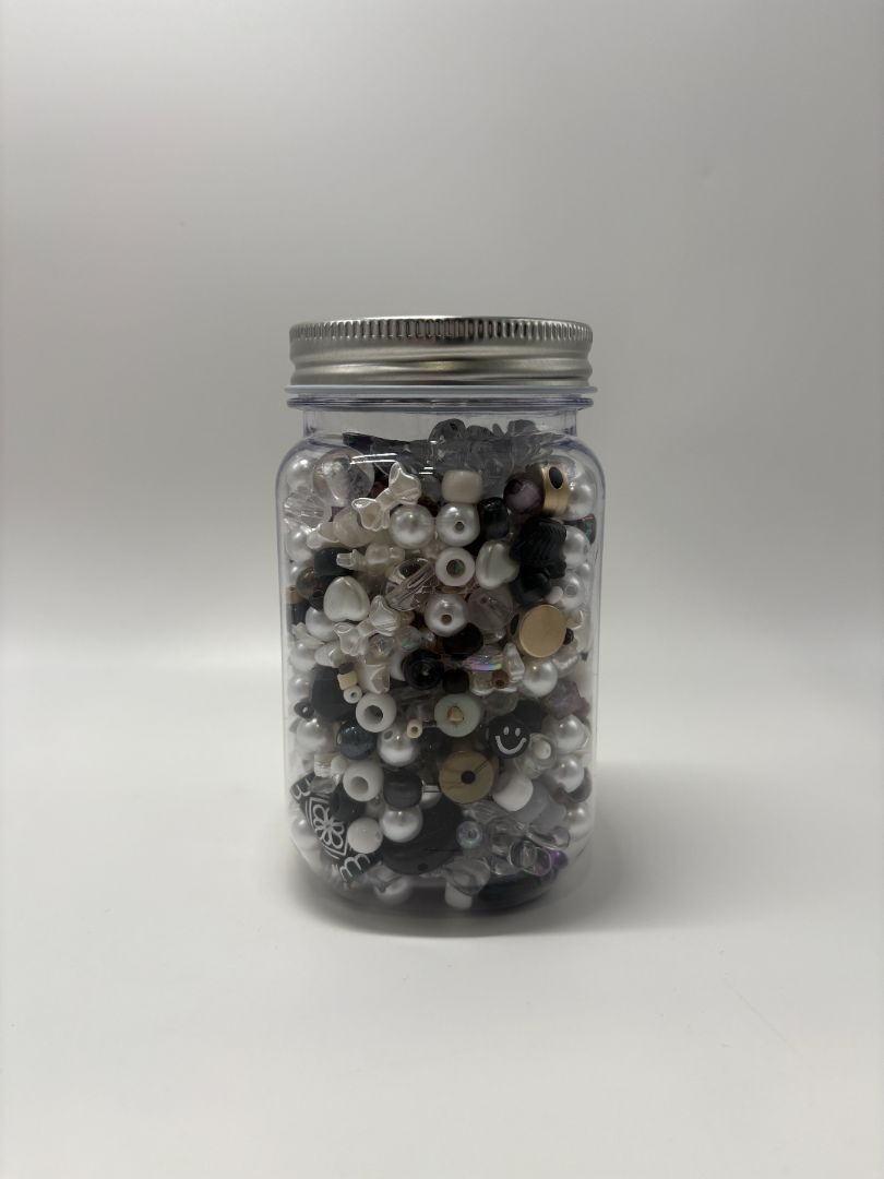 Neutral Mixed Bead Soup Jar (Glass, Acrylic & Clay)