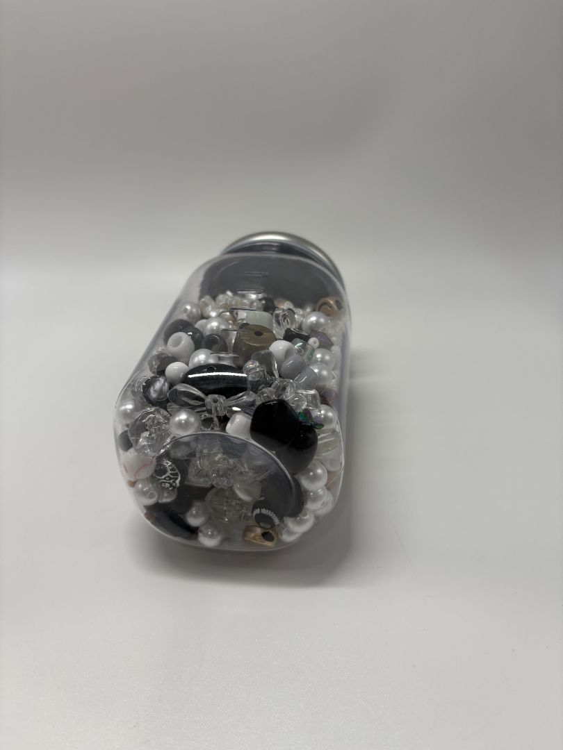 Neutral Mixed Bead Soup Jar (Glass, Acrylic & Clay)