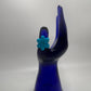 Blue Flower Handmade Acrylic Button Adjustable Ring