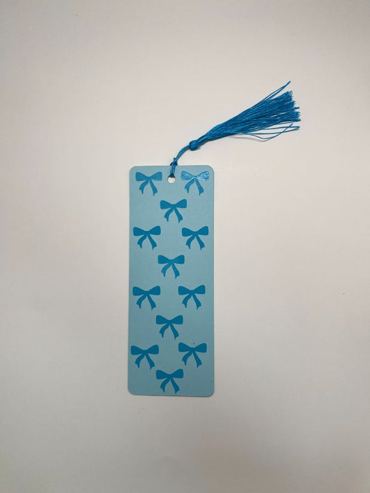 Blue Two-Toned Coquette Bow Bookmark | Blue Tassel | Hand Crafted