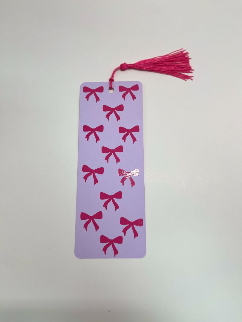 Pink & Purple Two-Toned Coquette Bow Bookmark | Pink Tassel | Hand Crafted