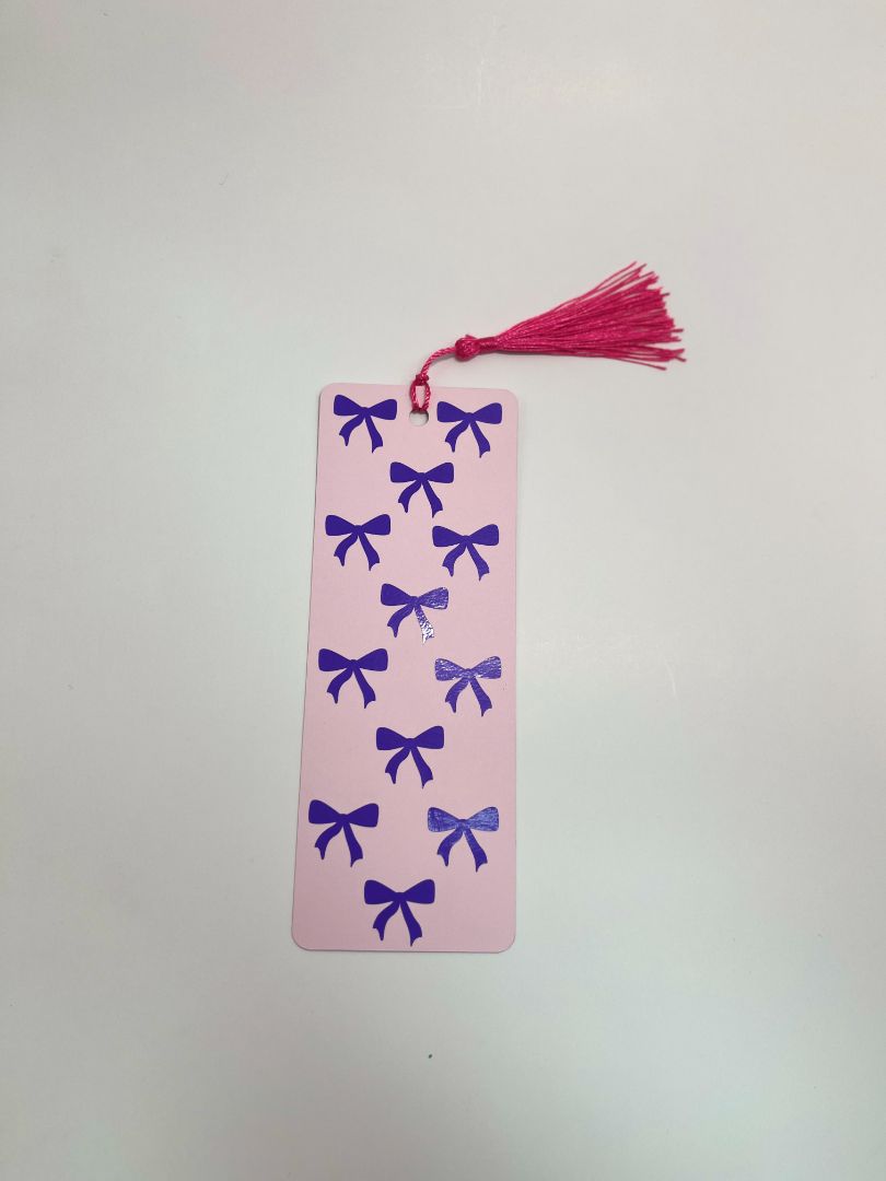 Pink & Purple Two-Toned Coquette Bow Bookmark | Pink Tassel | Hand Crafted