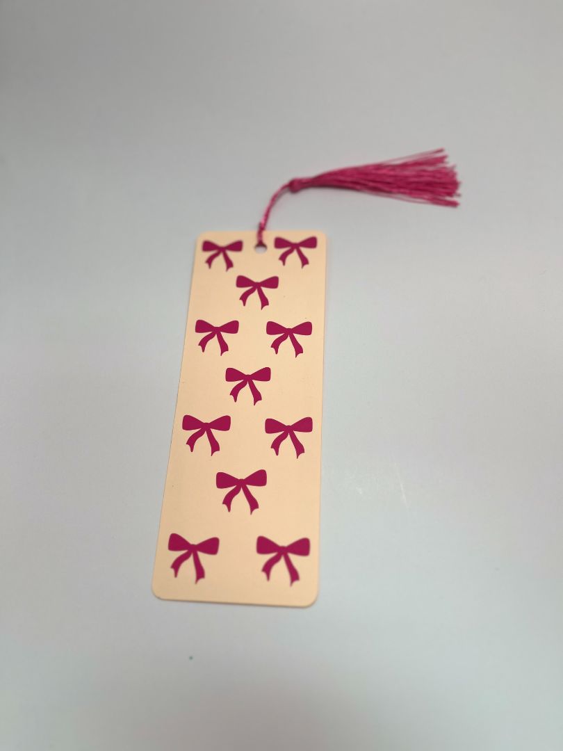 Peach & Pink Coquette Bow Bookmark | Pink Tassel | Hand Crafted