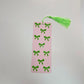 Lime Green & Pink Coquette Bow Bookmark | Blue Tassel | Hand Crafted