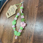 Chunky Butterfly + Heart Beaded Green & Pink Phone Charm | Handmade