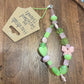 Chunky Butterfly + Heart Beaded Green & Pink Phone Charm | Handmade