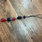 Red & Black Floral Bead Dangle Phone Charm | Handmade