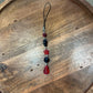 Red & Black Floral Bead Dangle Phone Charm | Handmade