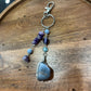 Wire-Wrapped Angelite & Amethyst Chip Communication Beaded DangleBag Charm/Keychain