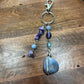 Wire-Wrapped Angelite & Amethyst Chip Communication Beaded DangleBag Charm/Keychain