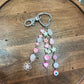 Rose Quartz + Chunky Pink Beaded Dangle Bag Charm/Keychain