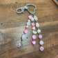 Rose Quartz + Chunky Pink Beaded Dangle Bag Charm/Keychain