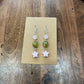 Pink & Green Star Dangle Beaded Wire Loop Earrings