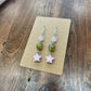 Pink & Green Star Dangle Beaded Wire Loop Earrings