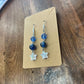 Dark Blue & Star Dangle Beaded Wire Loop Earrings