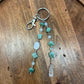 Clear Quartz & Green Aventurine Dangle Beaded Wire Loop Bag Charm/Keychain