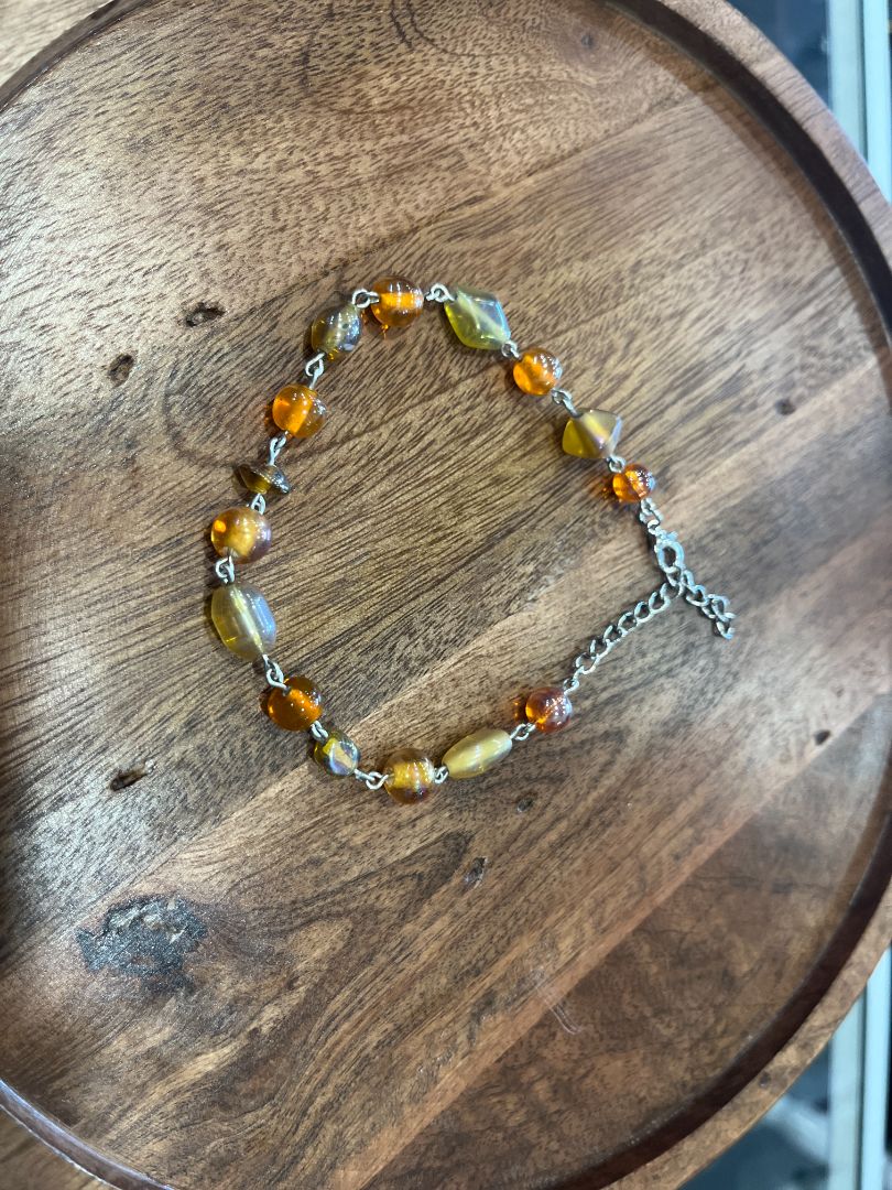 Simple Beaded Orange Wire Loop Anklet