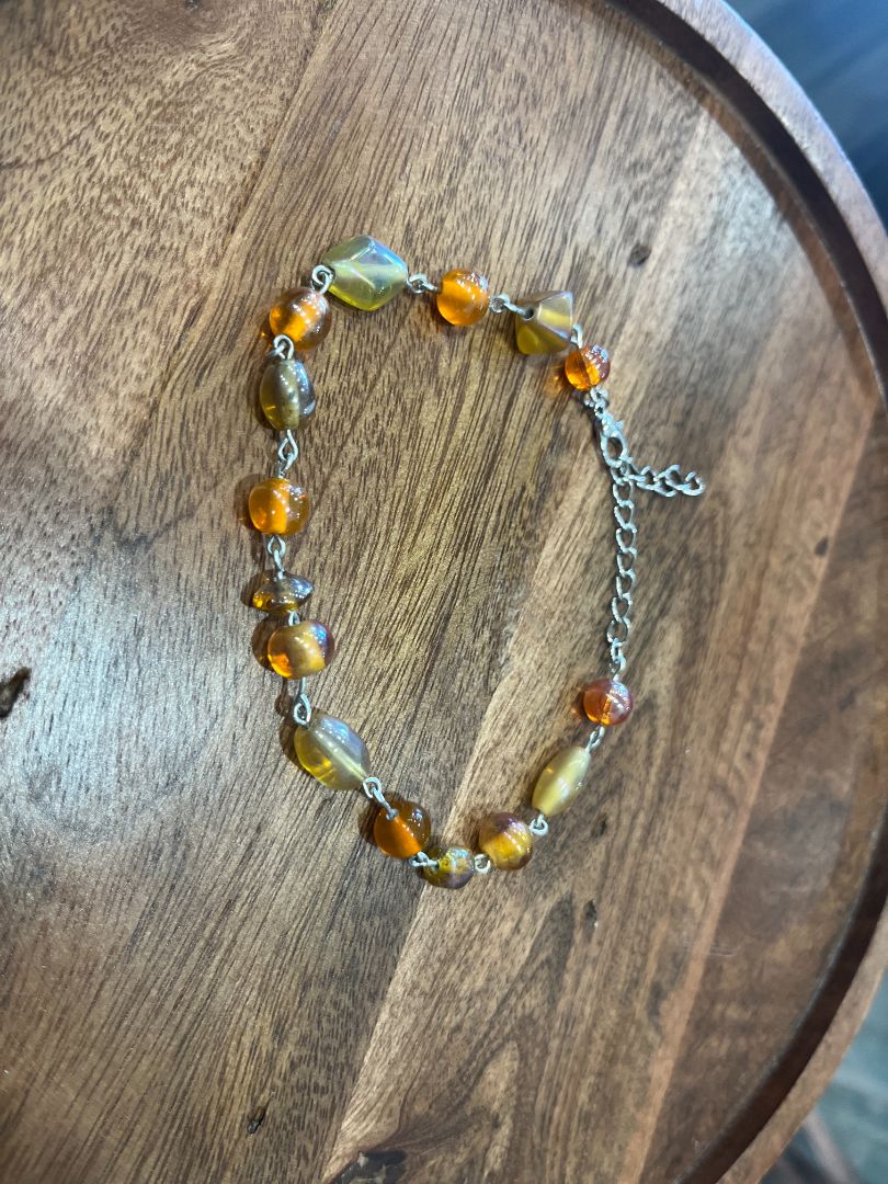 Simple Beaded Orange Wire Loop Anklet