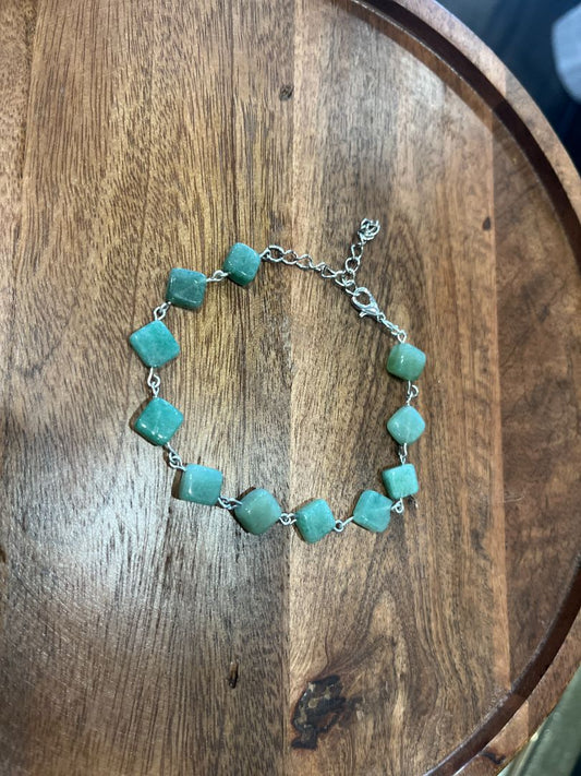 Green Aventurine Beaded Wire Loop Anklet & Bracelet