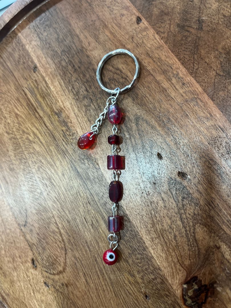 Minimal Red Evil Eye Protection Dangle Wire Loop Bag Charm/Keychain