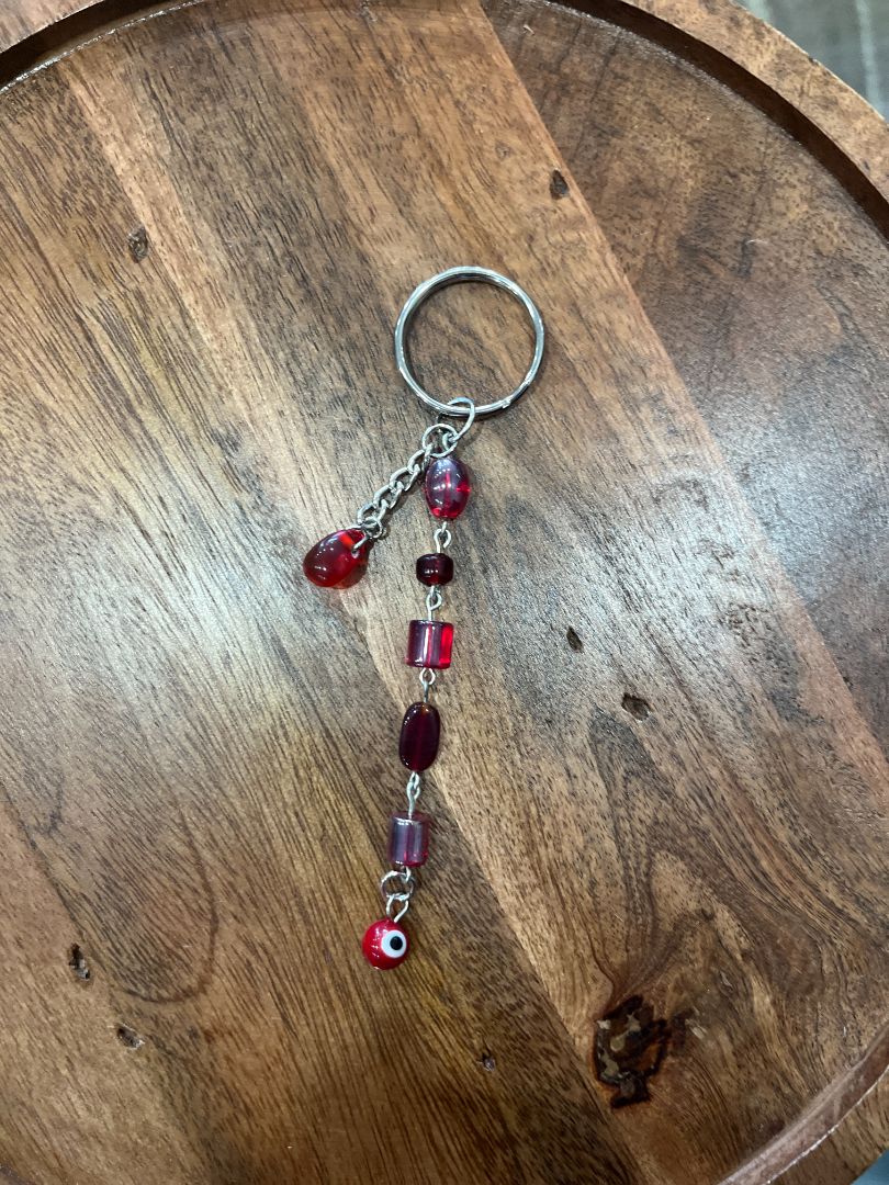 Minimal Red Evil Eye Protection Dangle Wire Loop Bag Charm/Keychain