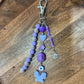 Chunky Purple Beaded Bag Charm/Keychain w/ Butterfly & Flower