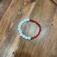 Red & White Beaded Bracelet | Handmade